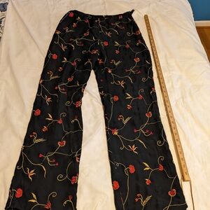 Josephine Chaus Black Pants with Floral Embroidery